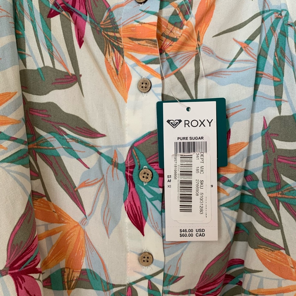 NWT- Roxy pure sugar crop top white floral - size XS - Picture 6 of 10